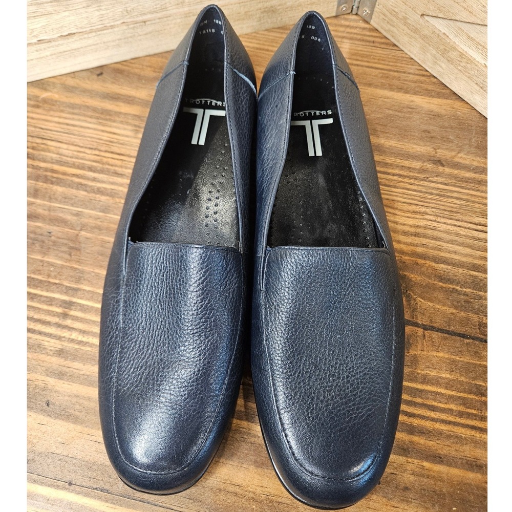 Trotters Women 10 Leather Loafer Shoes Indigo Blue Comfort Cushion #494‎